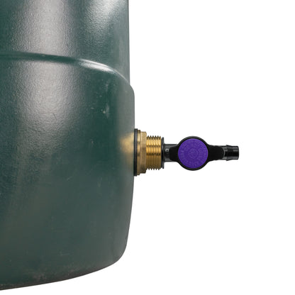 1" Brass Water Butt Set Including Inline Valve & 13mm Barb Irrigation Connector