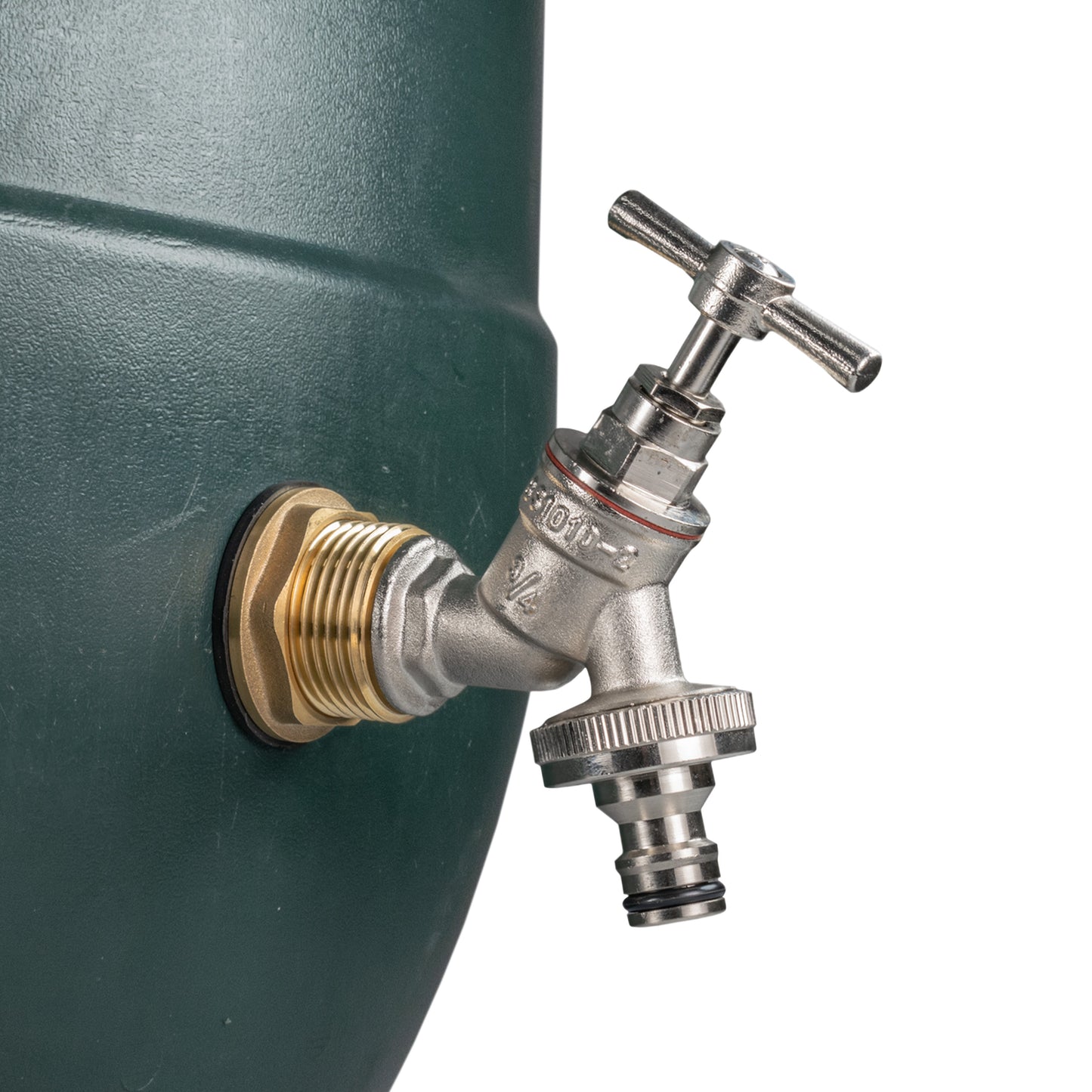 1" Brass Water Butt Set with Quick-Connect Nickel-Plated Tap & Drill Bit