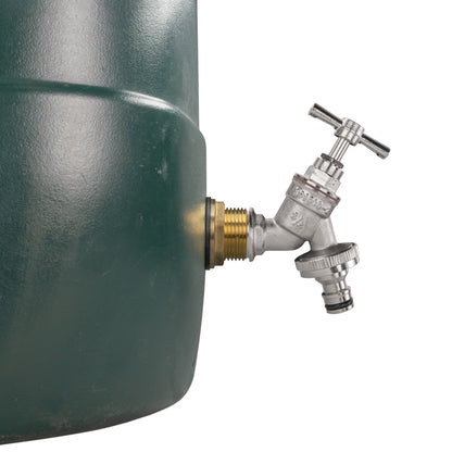 1" Brass Water Butt Set with Quick-Connect Nickel-Plated Tap & Drill Bit