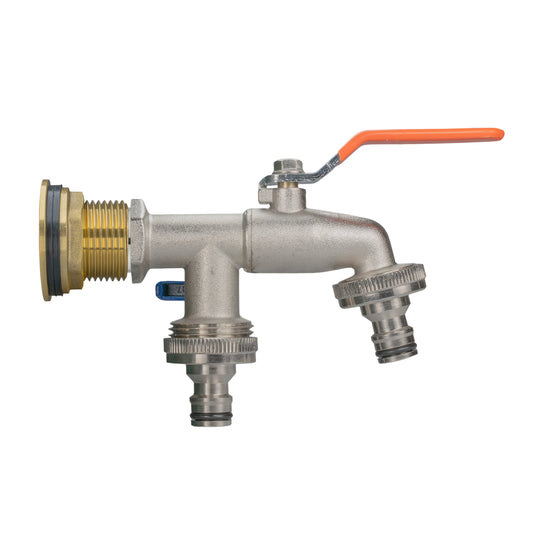 1” Brass Water Butt Set Including Dual Tap with Quick-Connect Fitting