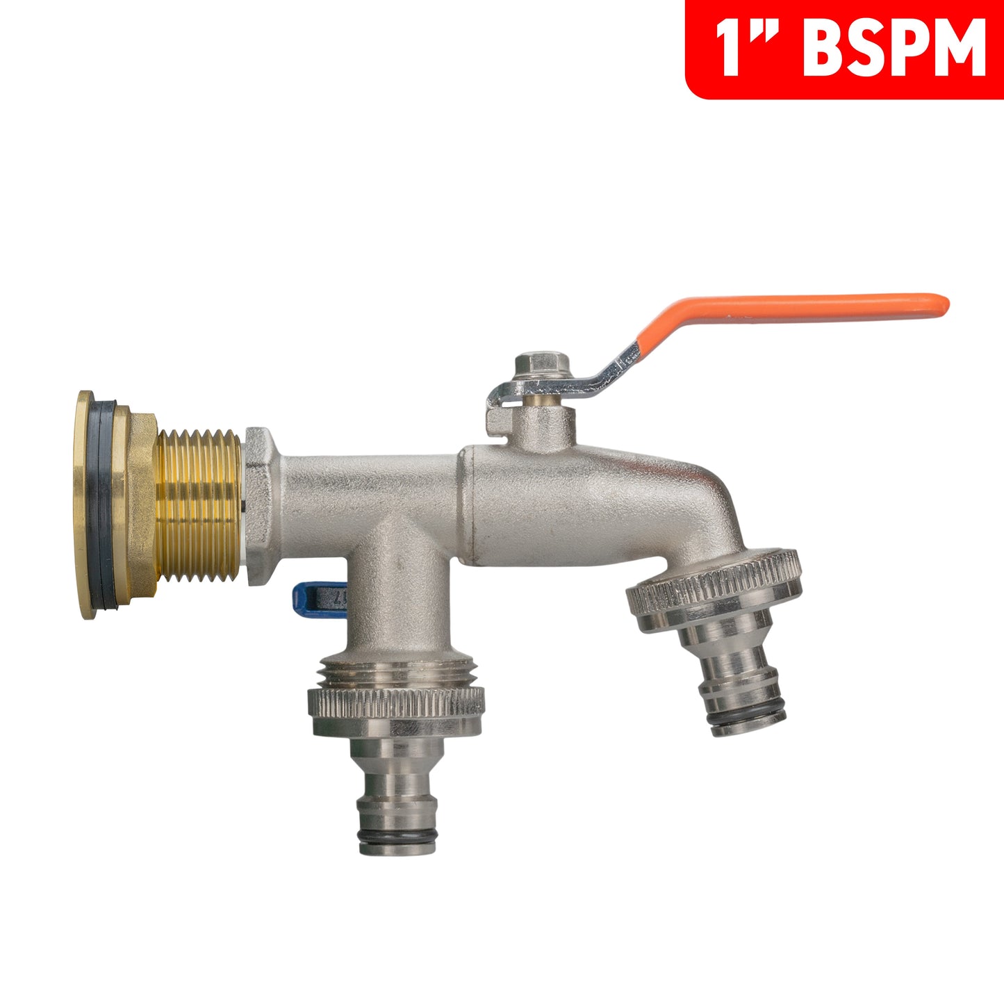 1” Brass Water Butt Set Including Dual Tap with Quick-Connect Fitting