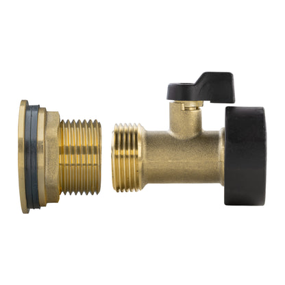 1" Brass Water Butt Outlet Kit with Valve & Drill Bit