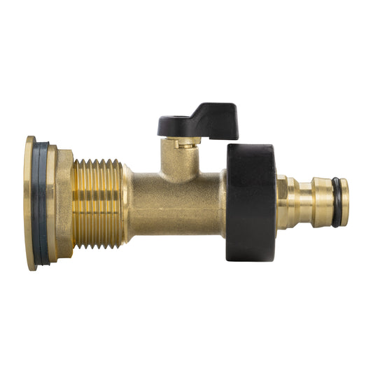 1” Brass Water Butt Set Including Brass Valve with Quick-Connect Fitting