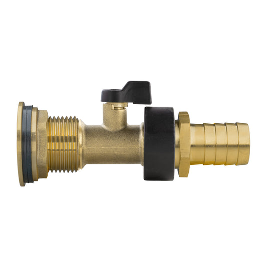 1” Brass Water Butt Set Including Brass Valve with 19mm Barb Connector