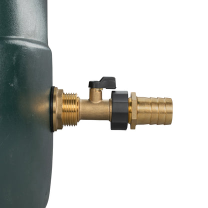 1" Brass Water Butt Set with 25mm Hose Barb, Brass Tap & Drill Bit