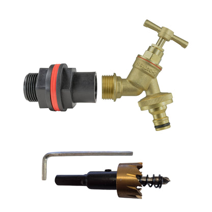 ¾" Water Butt Set with Brass Tap, Snap-On Connector & Drill Bit