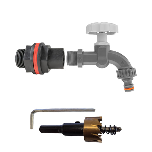 3/4’’ Water Butt Connector Set with PP WL Tap and Drill Bit