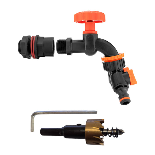3/4’’ Water Butt Set with Black PP Tap, Tap Splitter and Drill Bit