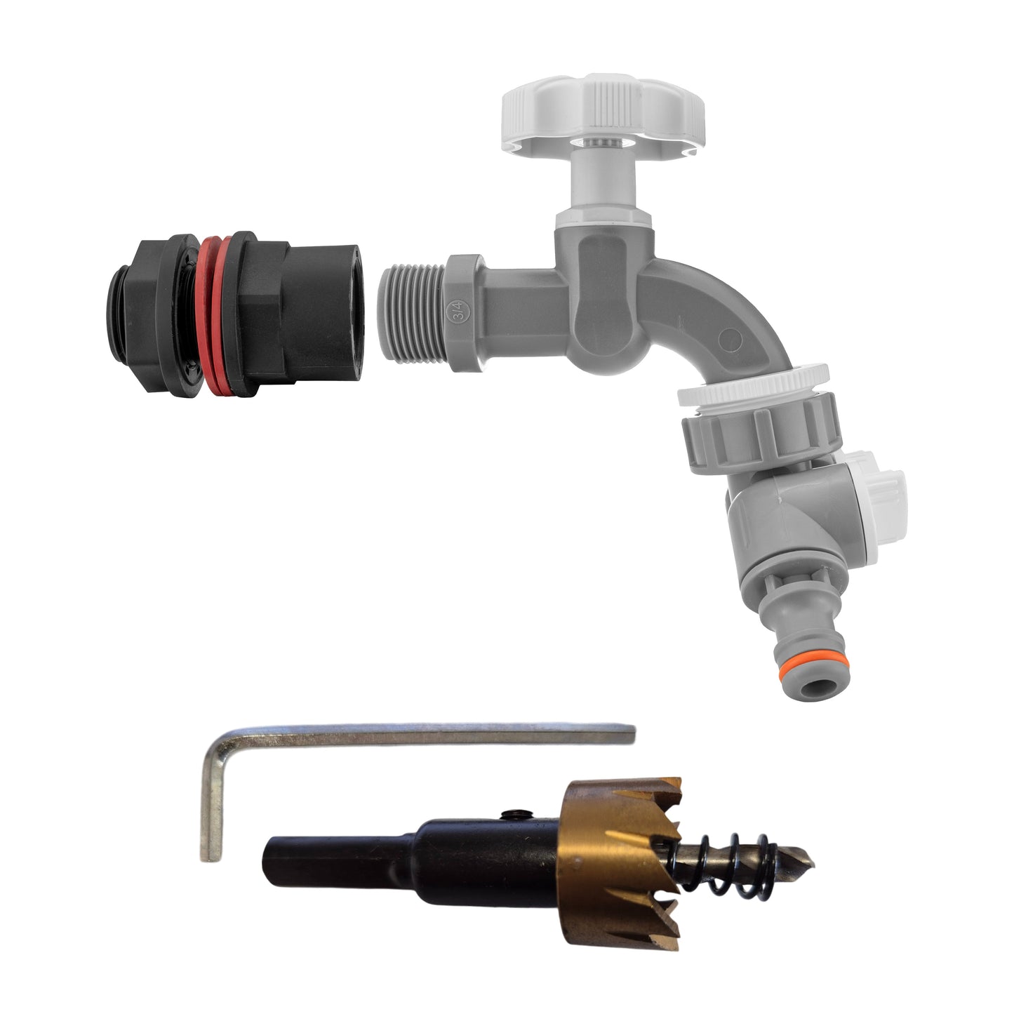 3/4" Water Butt Set with WL PP Tap, Tap Splitter and Drill Bit