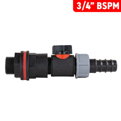 ¾" Water Butt Set with In-Line Valve and ¾" Barbed Outlet
