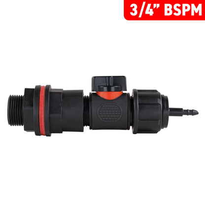 ¾" Water Butt Set with In-Line Valve and 4mm Micro Barbed Outlet