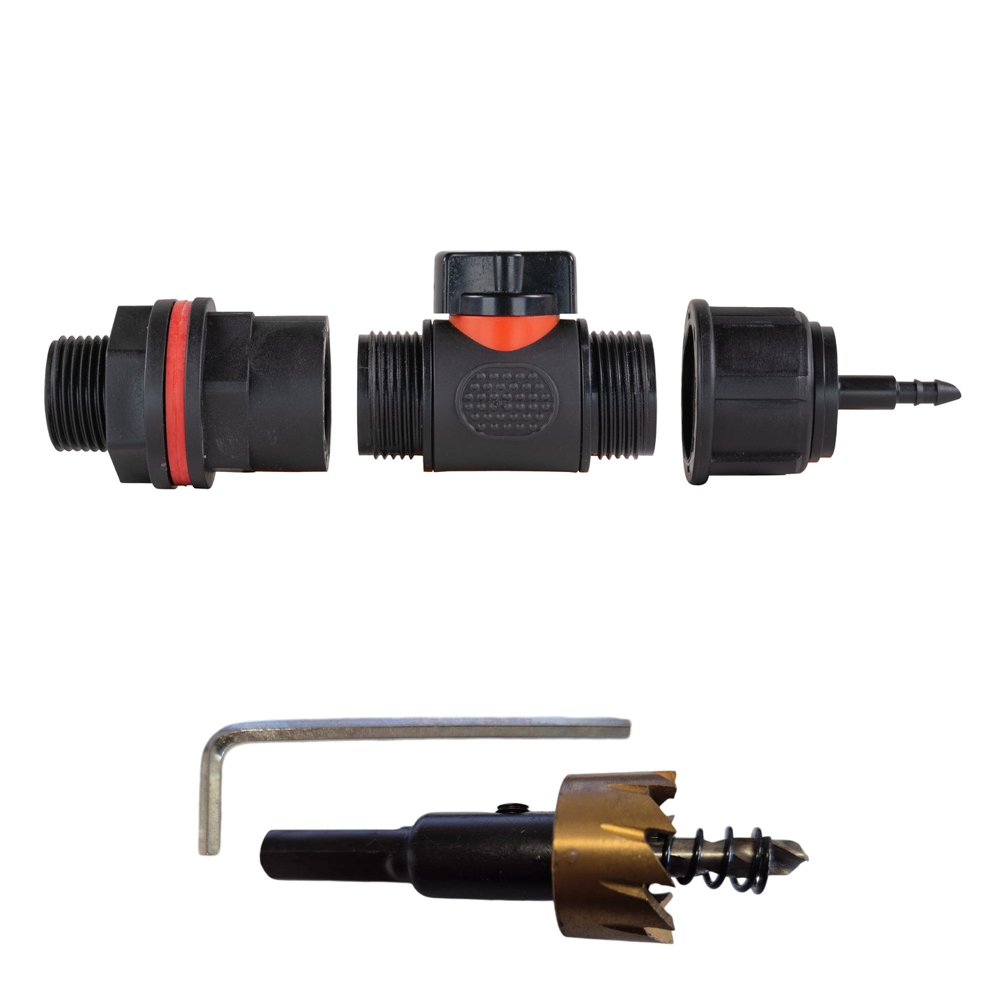 3/4" Water Butt Set with In-Line Valve, 4mm Micro Connector & Drill Bit