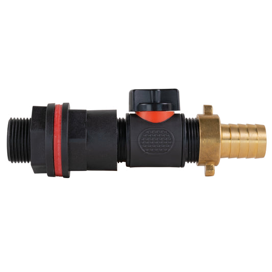 ¾" Water Butt Set with In-Line Valve and 19mm Brass Barbed Outlet