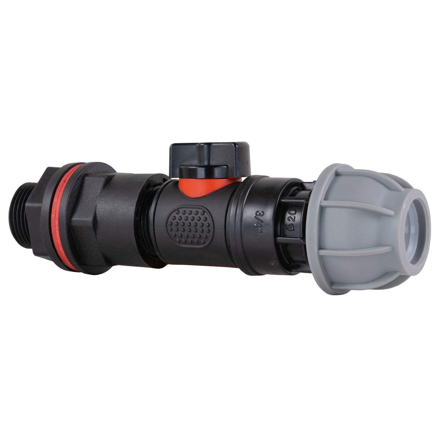 ¾” Water Butt Set with In-Line Shut-Off Valve, 25mm MDPE Connector and Drill Bit