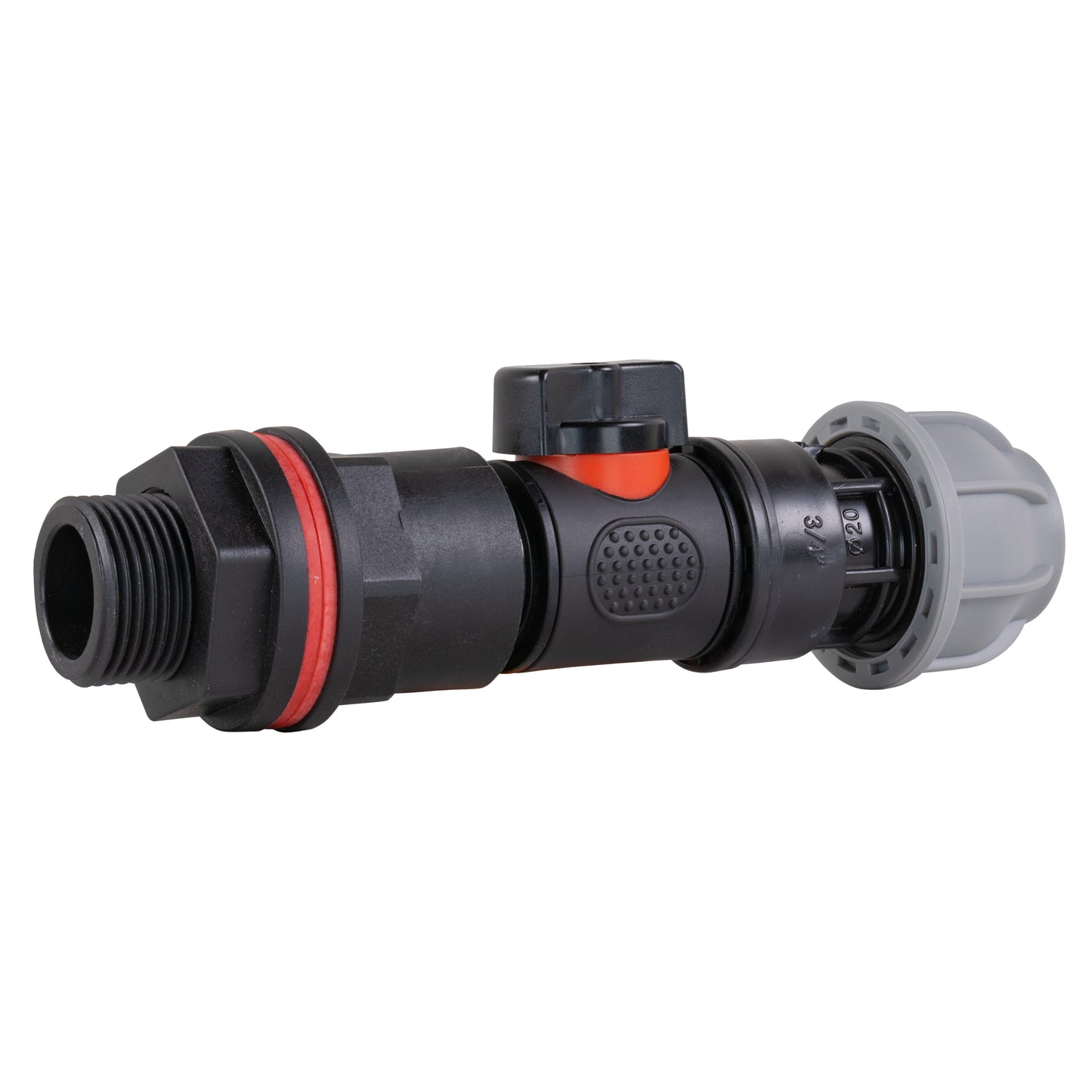 ¾” Water Butt Set with In-Line Shut-Off Valve, 25mm MDPE Connector and Drill Bit