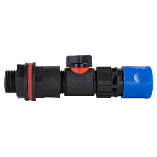 3/4” Water Butt Set Complete with In-Line Valve & Blue Female Quick-Connect Fitting