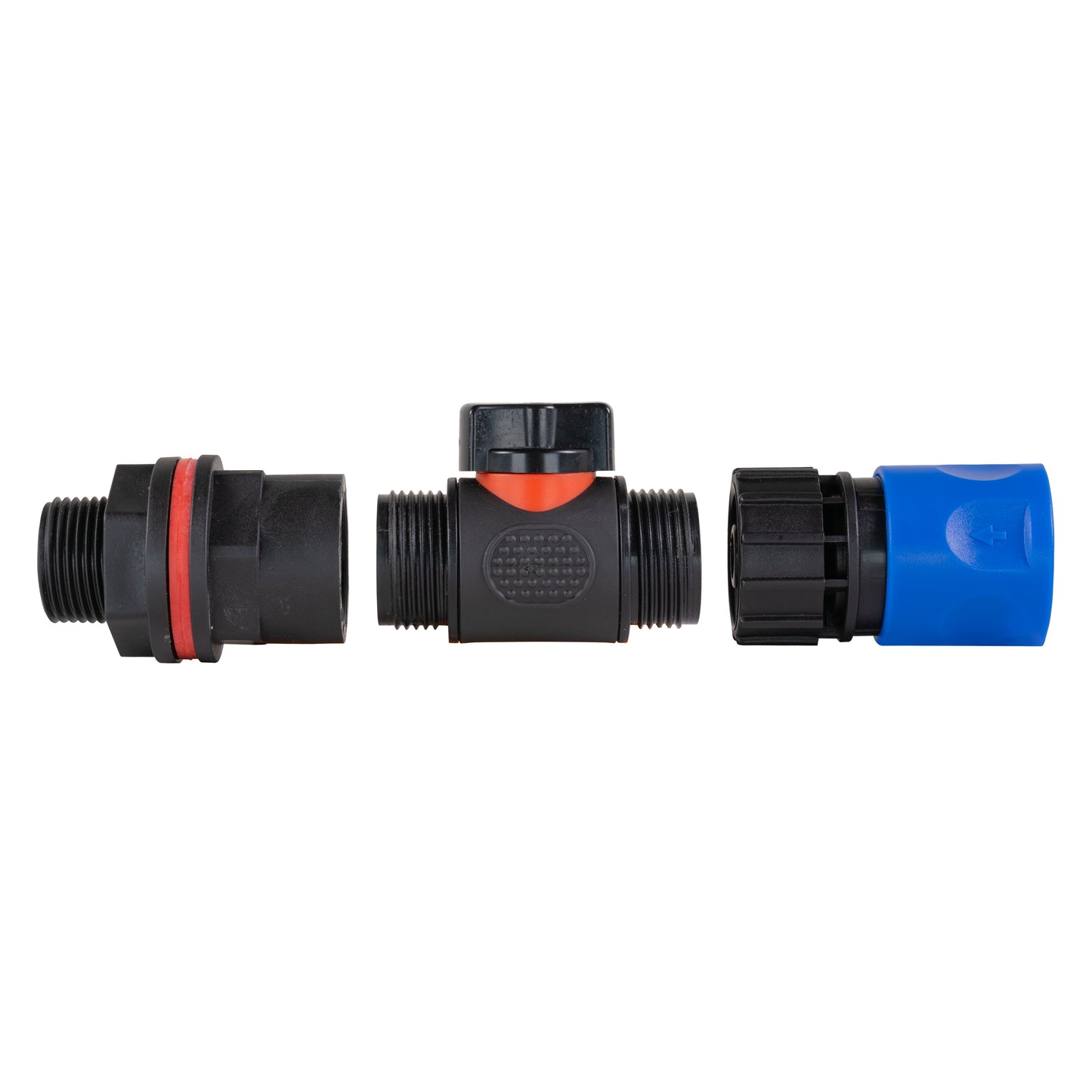 ¾” Water Butt Set with In-Line Shut-Off Valve, Blue Female Hose Connector and Drill Bit