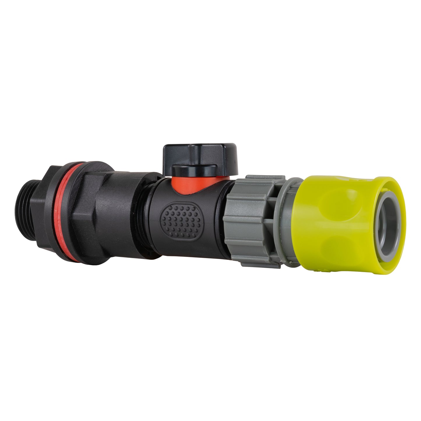 ¾” Water Butt Set with In-Line Shut-Off Valve, Lime Female Hose Connector and Drill Bit