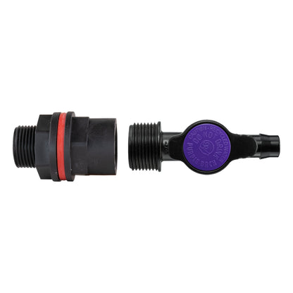 3/4’’ Water Butt Connection Set with 13mm Barb Irrigation Valve and Drill Bit