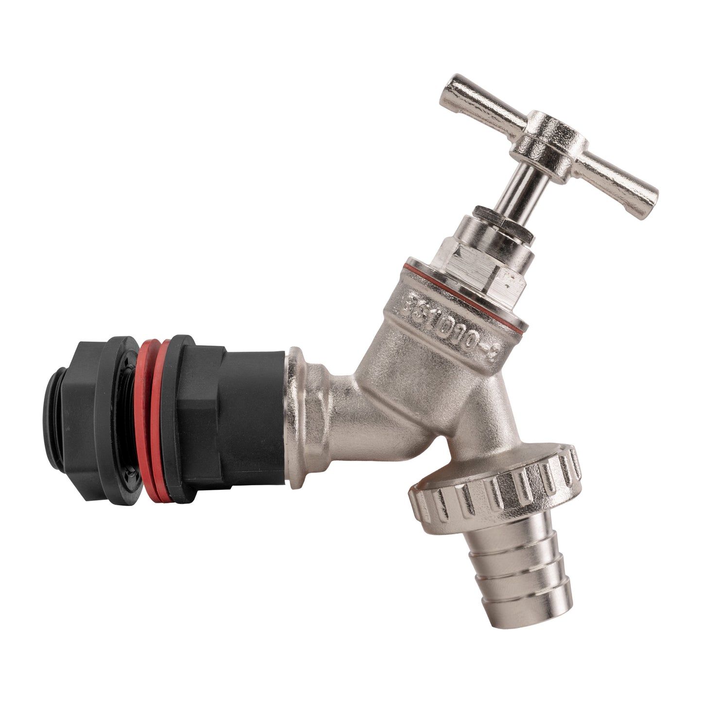 ¾’’ Water Butt Connection Set with Nickel-Plated Hose Barb Tap and Drill Bit