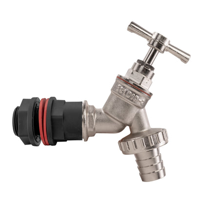 ¾’’ Water Butt Connection Set with Nickel-Plated Hose Barb Tap and Drill Bit
