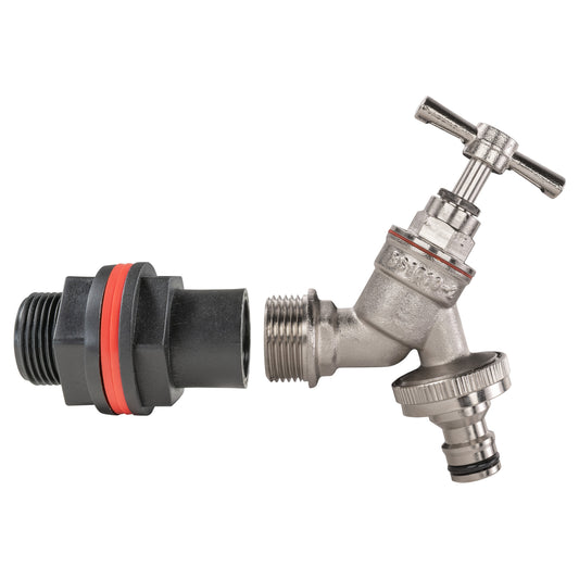 3/4” Water Butt Set Complete with Nickel-Plated Tap & Quick-Connect Fitting