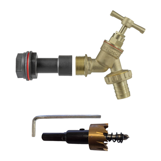 1/2" Water Butt Expansion Set with Brass Hose Tap & Drill Bit
