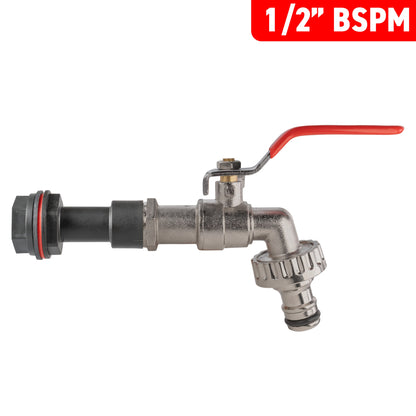 1/2’’ Water Butt Extension Set with Lever Tap and Snap-On Hose Connector + Drill Bit