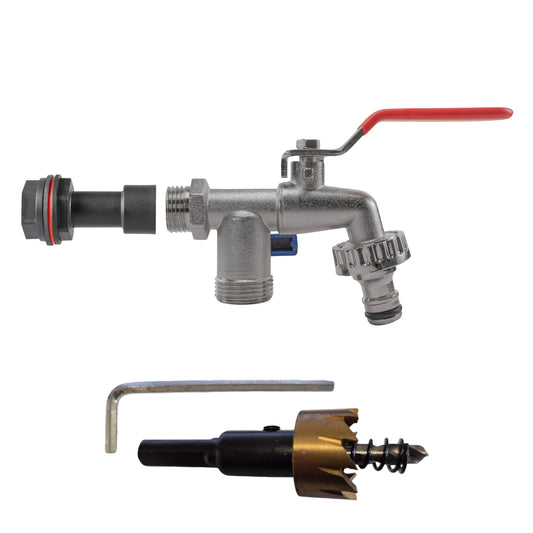 1/2’’ Water Butt Extension Set with Twin Outlet Tap & Drill Bit