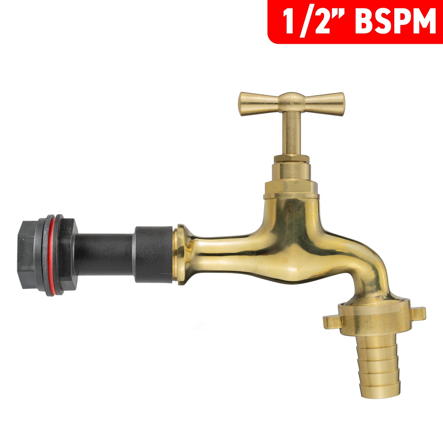 1/2’’ Water Butt Fitting Set with 19mm Polished Brass Hose Barb Tap & Hole Cutter