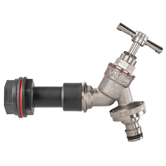 ½" Water Butt Extension Set with Nickel-Plated Tap and Quick-Connect Fitting