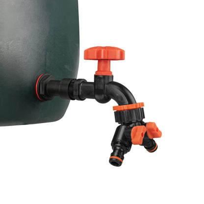 1/2’’ Water Butt Extension Set with Black Tap, Dual Outlet Splitter & Hole Saw