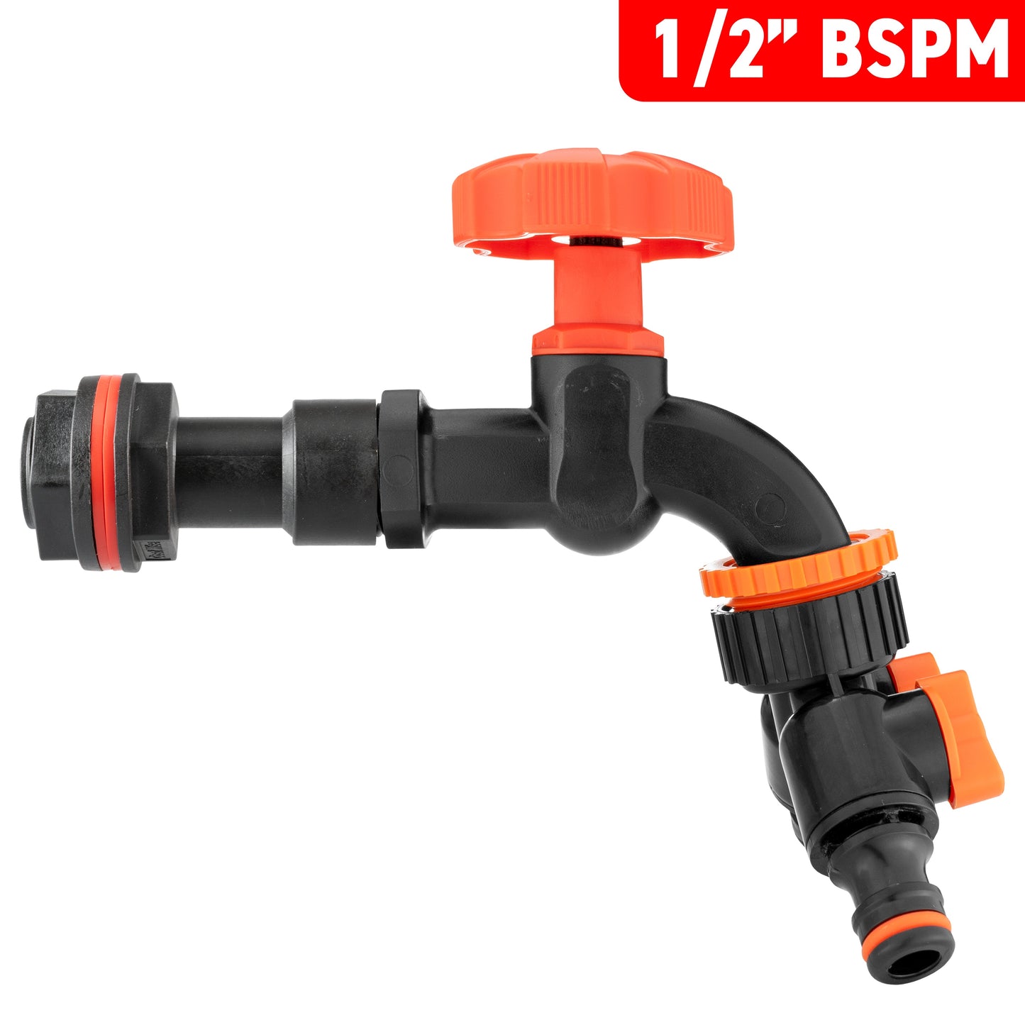 1/2’’ Water Butt Extension Set with Black Tap, Dual Outlet Splitter & Hole Saw