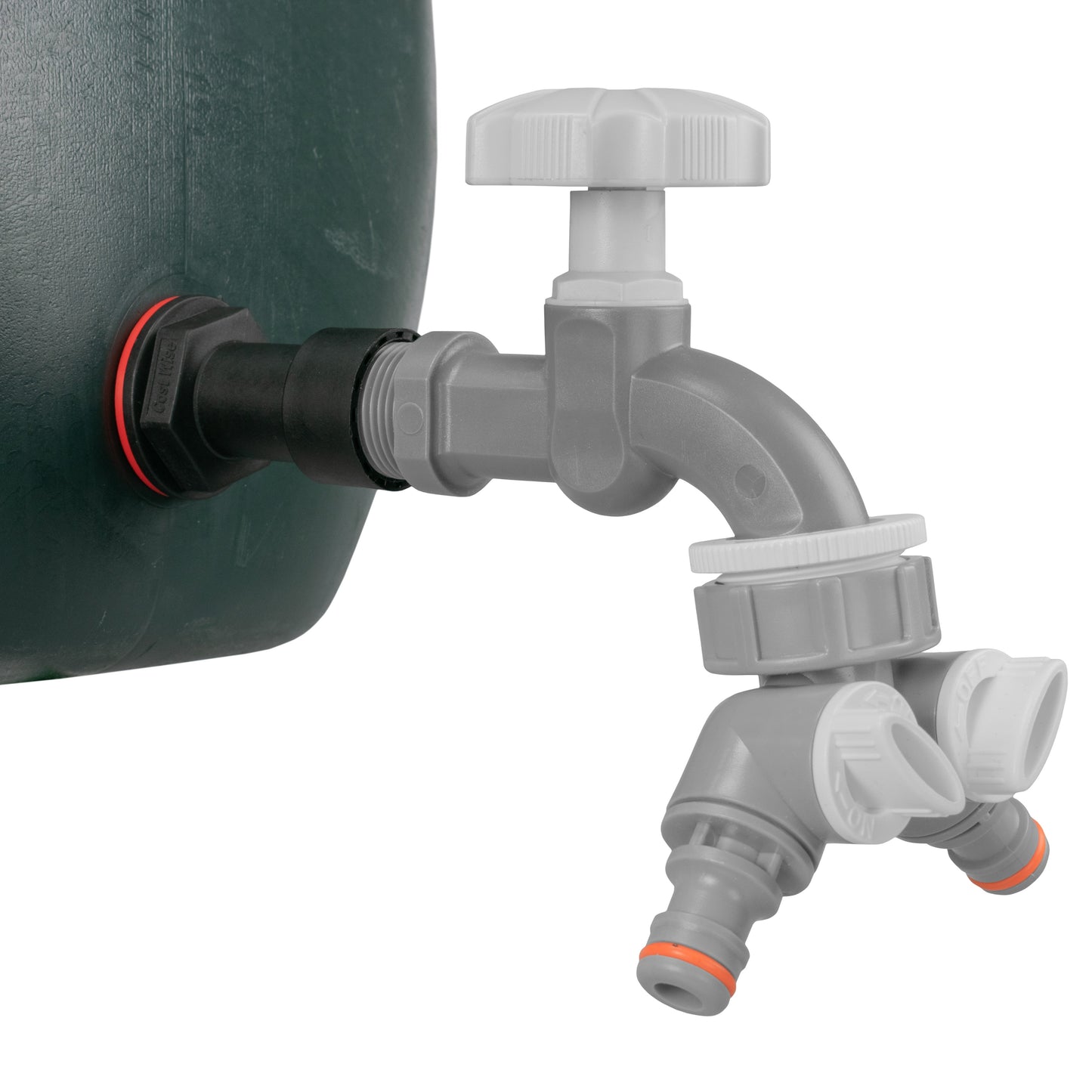 1/2’’ Water Butt Extension Set with Grey Tap, Dual Outlet Splitter & Hole Saw