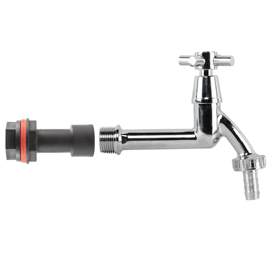1/2″ Water Butt Extension Set with Long-Reach Chrome Brass Tap and 1/2″ Hose Tail