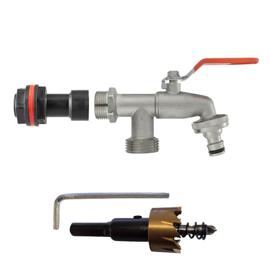 3/4" Water Butt Connector Set with Twin Tap & Hole Cutter