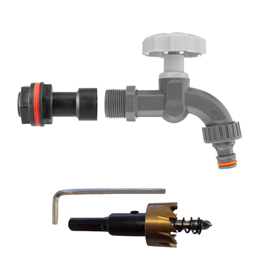 3/4’’ Water Butt Connector Set with Grey Tap & Hole Saw
