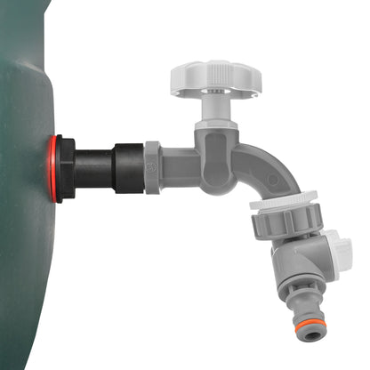 3/4’’ Watter Butt Fitting Set with Grey Tap, Dual Outlet & Drill Bit