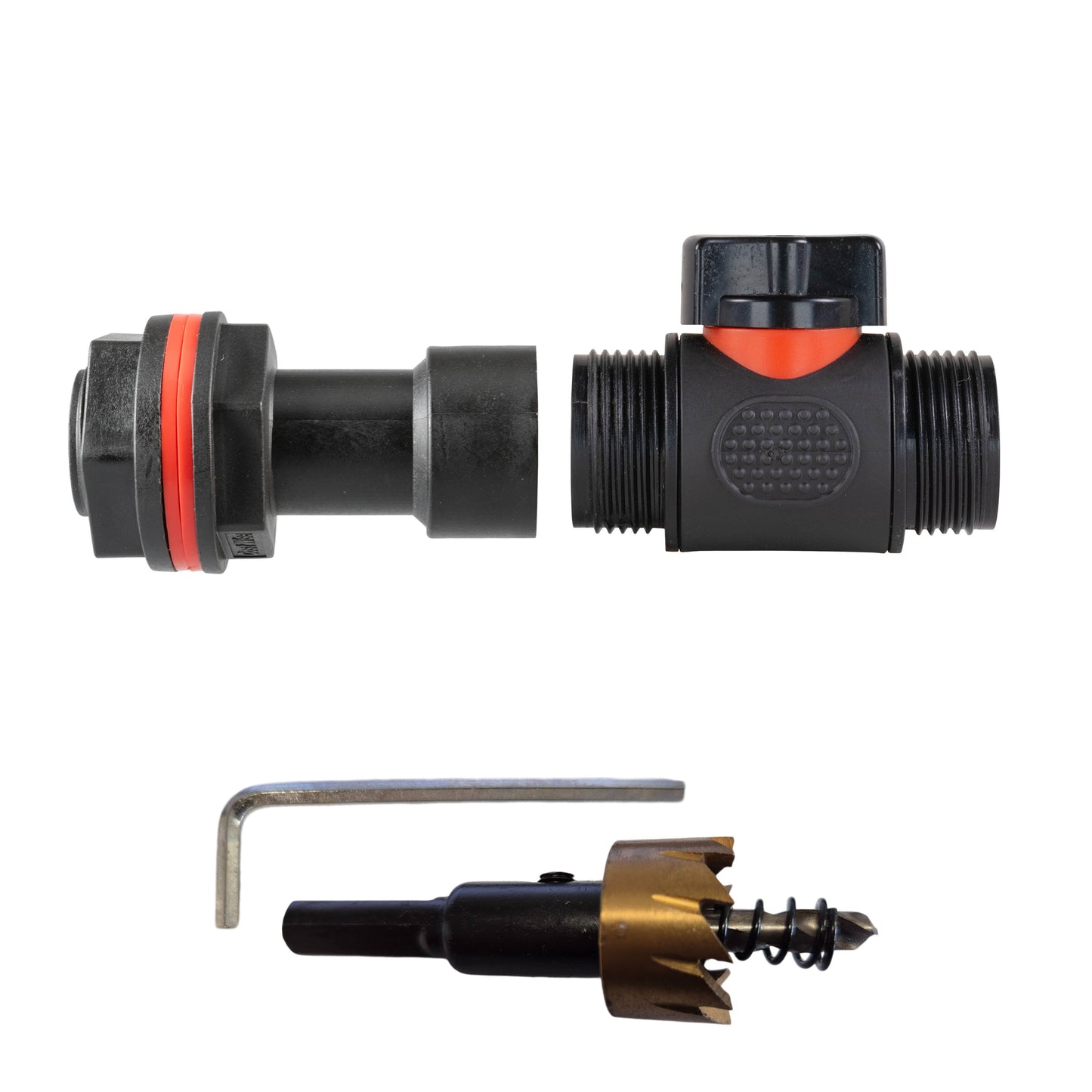 Complete 3/4" BSP Water Butt Fitting Set with Valve & Drill Bit