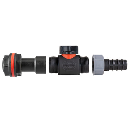 3/4" Water Butt Set with In-Line Tap, 20mm Barb Connector & Drill Bit
