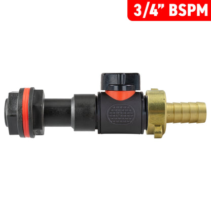 3/4" Water Butt Extension Set with In-Line Valve, 1/2’’ Brass Hose Tail & Drill Bit