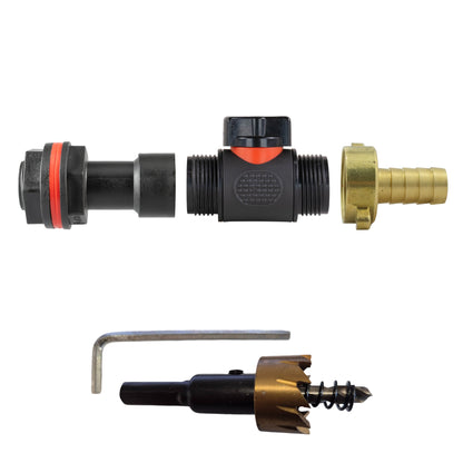 3/4" Water Butt Extension Set with In-Line Valve, 1/2’’ Brass Hose Tail & Drill Bit