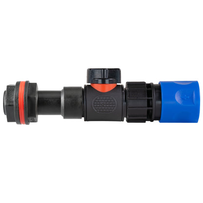 3/4" Water Butt Extension Set with In-Line Valve & Blue Female Quick Connector + Hole Saw