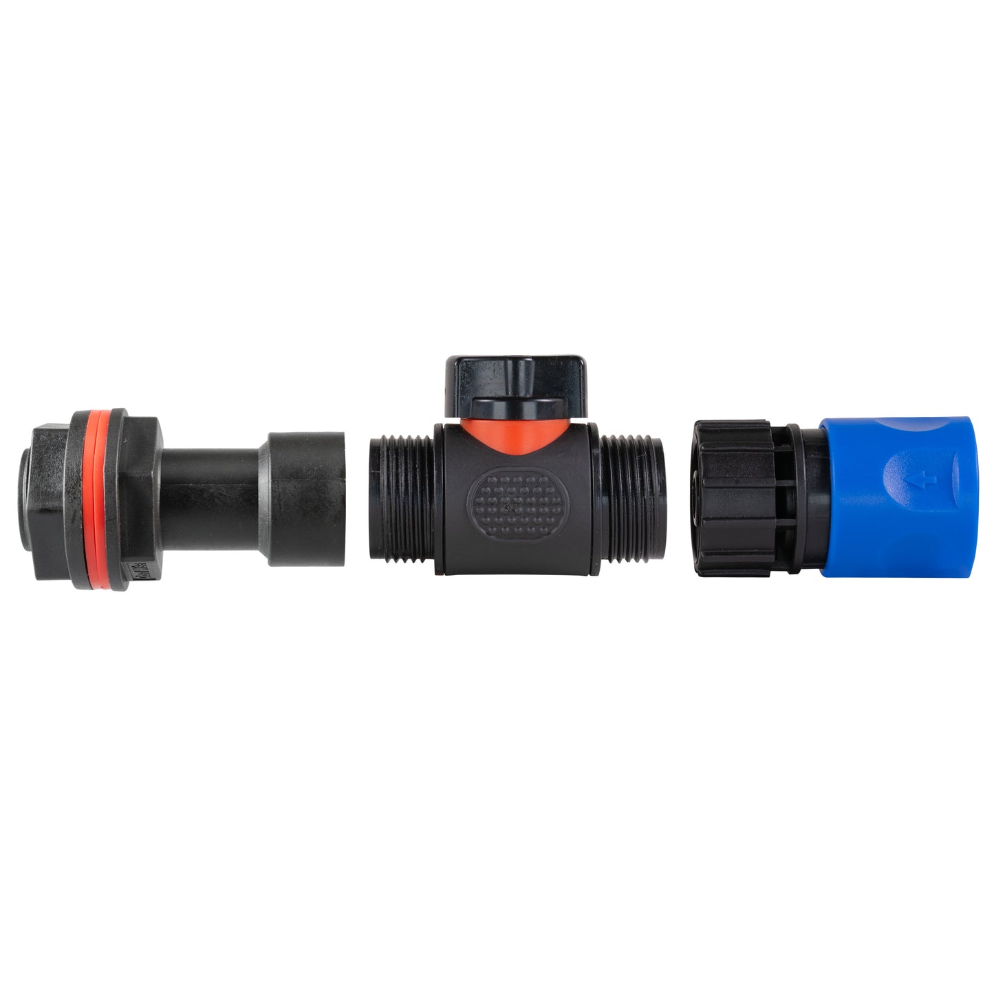 3/4" Water Butt Extension Set with In-Line Valve & Blue Female Quick Connector + Hole Saw