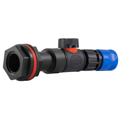 3/4" Water Butt Extension Set with In-Line Valve & Blue Female Quick Connector + Hole Saw