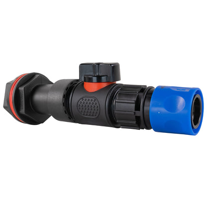3/4" Water Butt Extension Set with In-Line Valve & Blue Female Quick Connector + Hole Saw