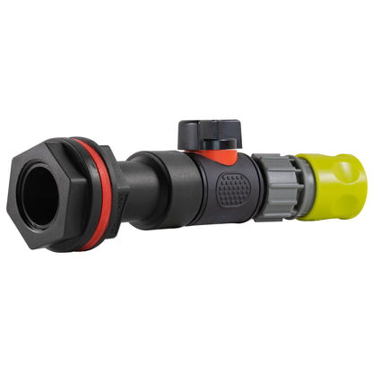 3/4" Water Butt Extension Set with In-Line Valve & Lime Female Quick Connector + Hole Saw
