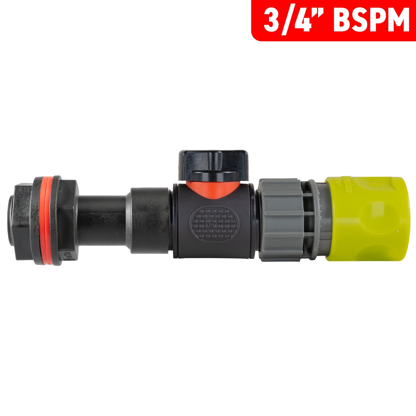 3/4" Water Butt Extension Set with In-Line Valve & Lime Female Quick Connector + Hole Saw