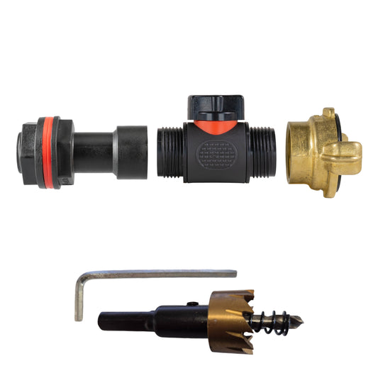 3/4’’ Water Butt Extension Set with In-Line Valve, Geka Connector and Hole Saw