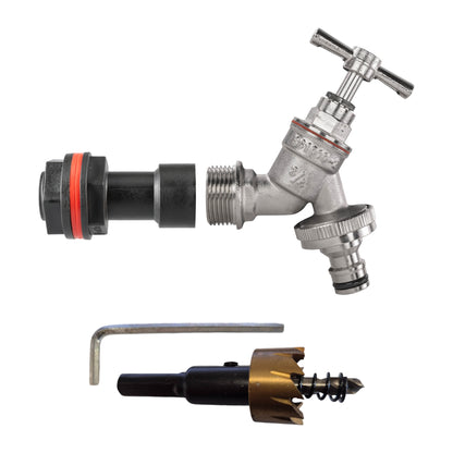 3/4" Water Butt Link Set with Nickel-Plated Quick Connect Tap & Hole Saw